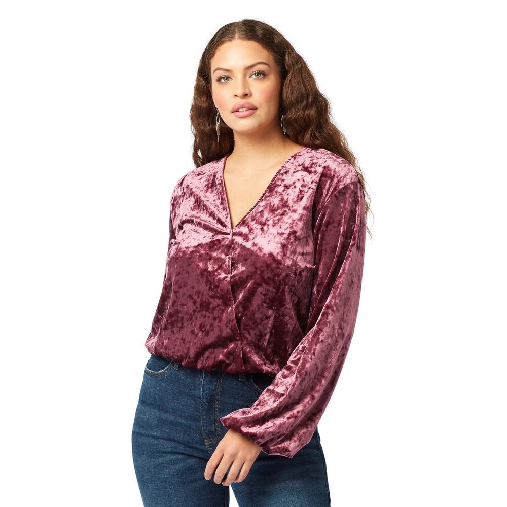 Wrangler Crushed Velvet Top Women's Size Small Burgundy Western Boho Cowgirl
